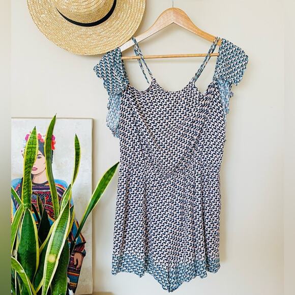 Anthropologie Elevenses Madalenna Ruffle Sleeve Romper - Picture 2 of 5